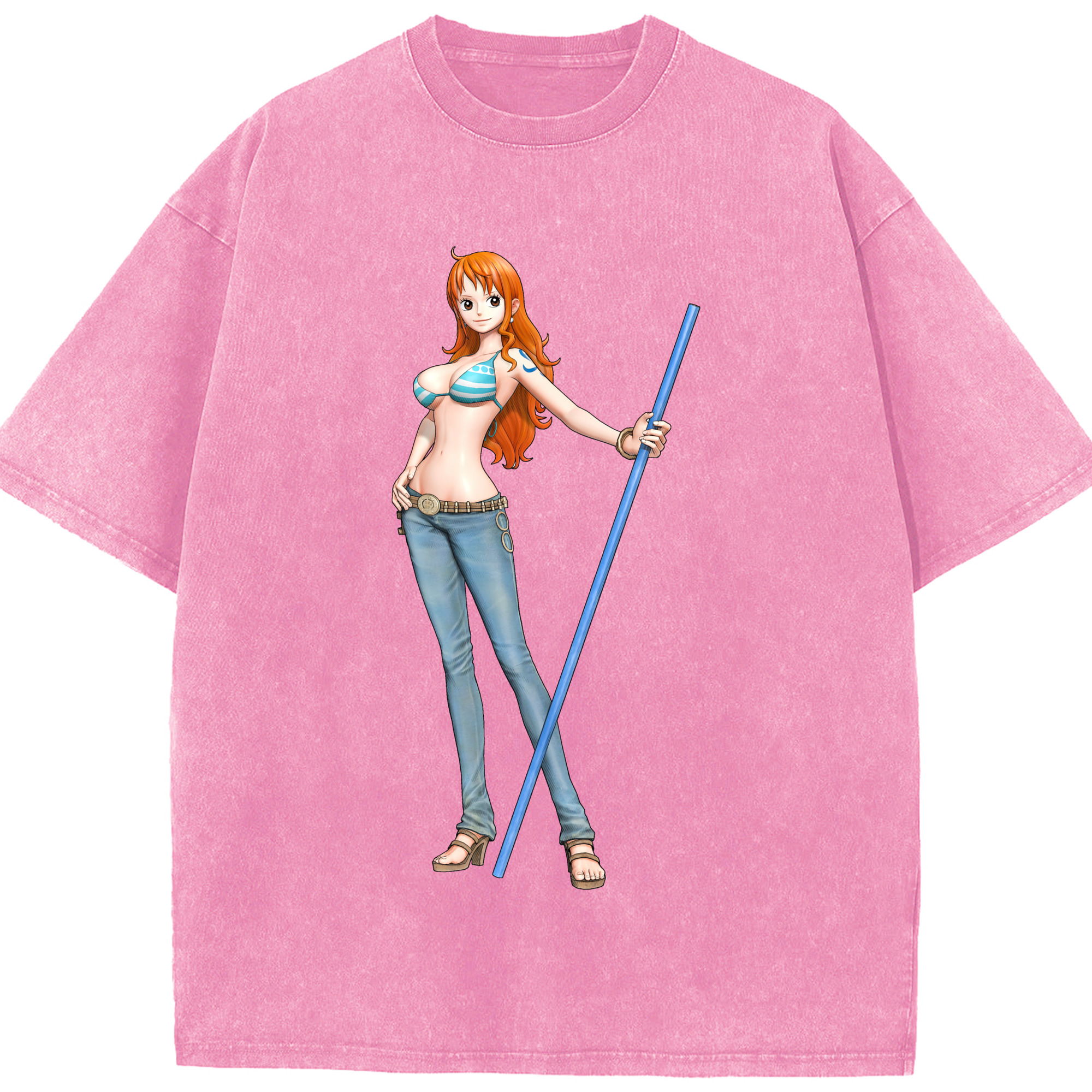 ワンピース ナミ ONE PIECE Nami 綿100% ヴィンテージ風 半袖Tシャツ（フロントプリント）